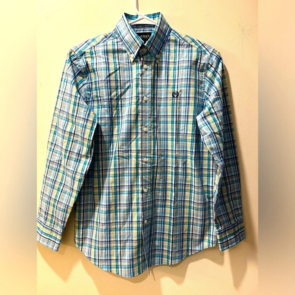 LAUREN Ralph Lauren Boys Button Down Plaid Shirt, sz 16